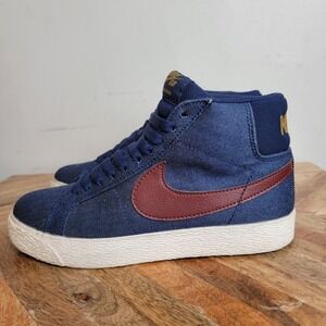 Nike SB Zoom Blazer Mid Raw Denim Blue Dark Team Red Men’s Size 6 864349-467